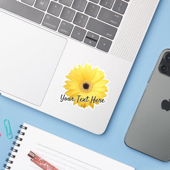 Personalise name flower design sticker label print (Laptop w/ iPhone)