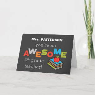 Personalise Name Fourth Grade Teacher Appreciation Card