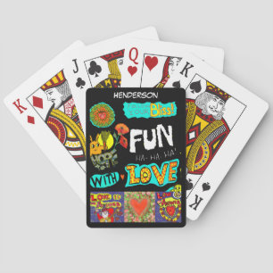 Personalise NAME Fun Trendy Cartoon Collage Poker Playing Cards