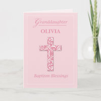 Personalise Name Granddaughter Baptism Pink Girl 