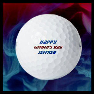 Personalise Name Happy Father's Day Blue Burgundy Golf Balls