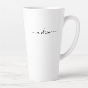 Personalise Name in Black Script Latte Mug