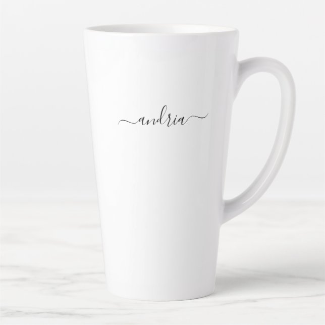 Personalise Name in Black Script Latte Mug (Right)