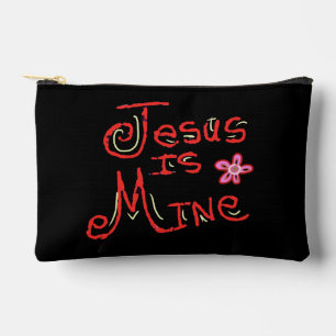 Personalise Name Jesus is Mine Christian Quote Accessory Pouch