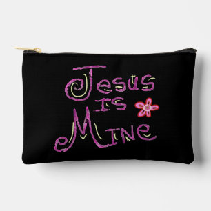 Personalise Name Jesus is Mine Christian Quote Accessory Pouch