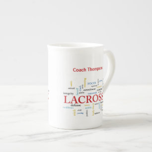 Personalise Name Lacrosse Coach Thanks Words Bone China Mug