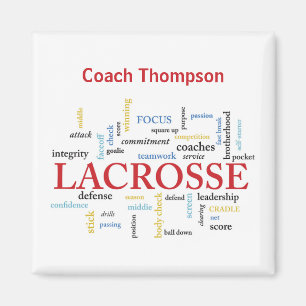Personalise Name Lacrosse Coach Thanks Words Magnet