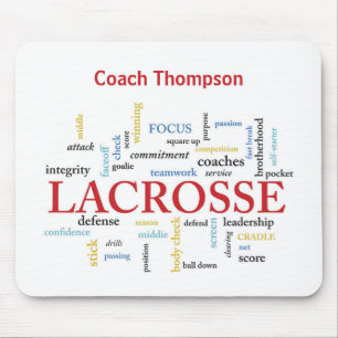 Personalise Name Lacrosse Coach Thanks Words Mouse Pad