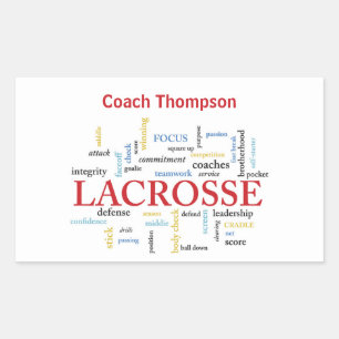 Personalise Name Lacrosse Coach Thanks Words Rectangular Sticker