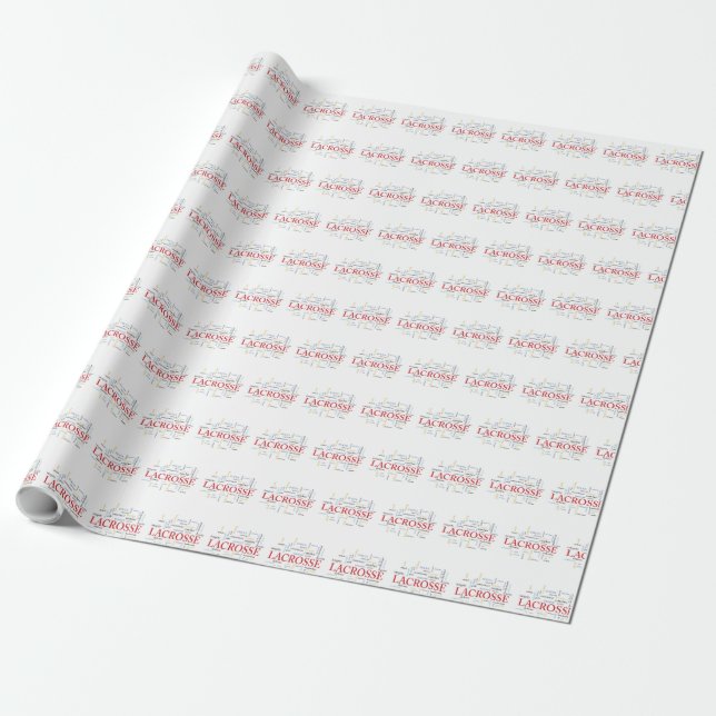 Personalise Name Lacrosse Coach Thanks Words Wrapping Paper (Unrolled)