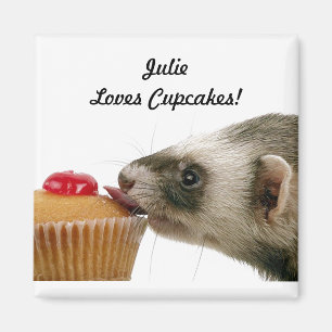 Personalise Name Loves Cupcakes Ferrets Magnet