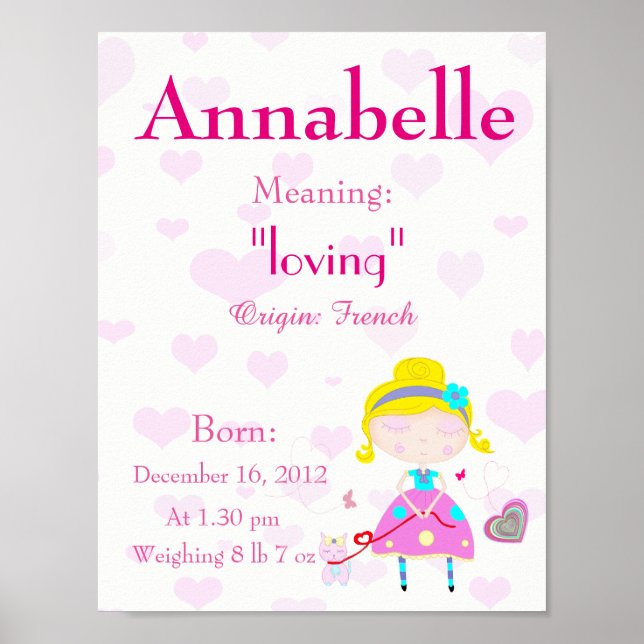 Personalise Name meaning keepsake nursery room Poster (Front)