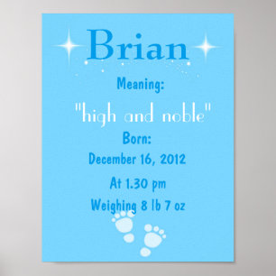 Personalise Name meaning keepsake nursery room Poster