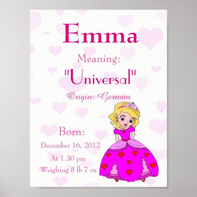 Personalise Name meaning keepsake nursery room Poster (Front)