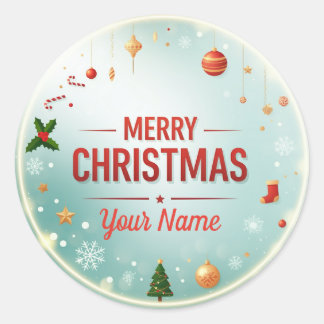 Personalise "Name" Mery Christmas Classic Round Sticker