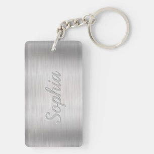 Personalise Name & Message, Brushed Steel Key Ring