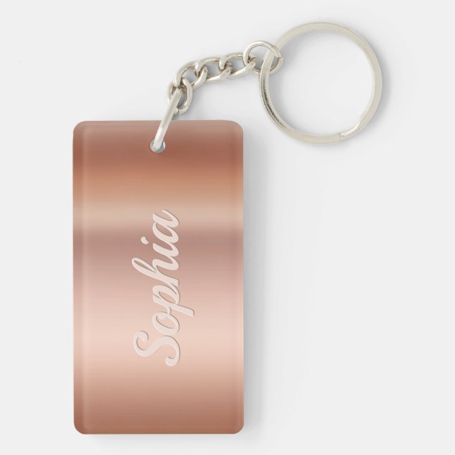 Personalise Name & Message, Rose Gold Key Ring (Back)