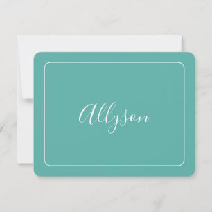 Personalise Name & Message, Teal Holiday Card