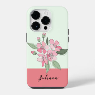 personalise name modern floral iPhone 14 pro case