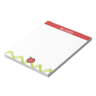 Personalise Name Monogram Apple Teacher Notepad