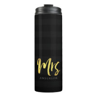 Personalise Name Mrs Faux Gold and Black Stripes