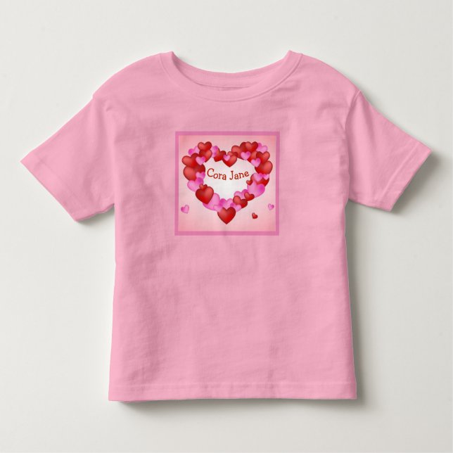 Personalise Name on  Hearts and More Hearts Toddler T-Shirt (Front)