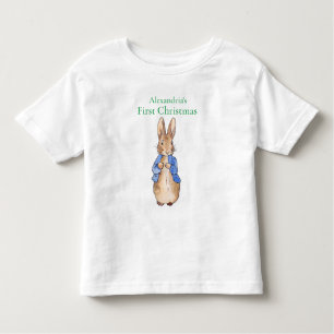 Personalise Name  Peter the Rabbit First Christmas Toddler T-Shirt