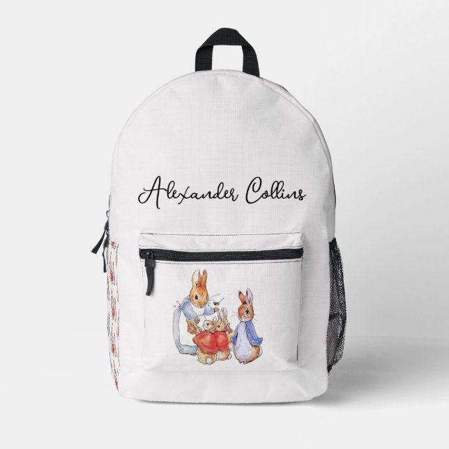 Personalise Name Peter the rabbit  Printed Backpack (Front)