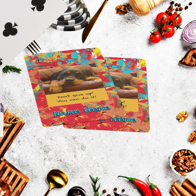 Personalise Name & Photo Cut Rotty Puppy Playing Cards (you can do it!)