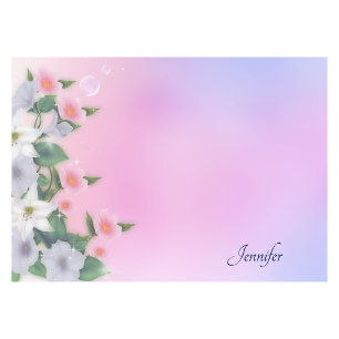Personalise Name Pink Lavender Floral Gift Post-it Notes