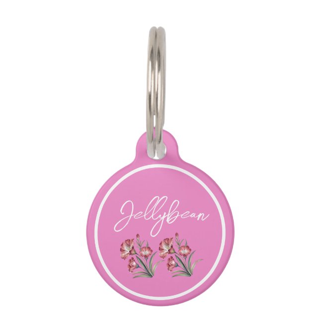 Personalise Name Pink  Pet Tag (Front)