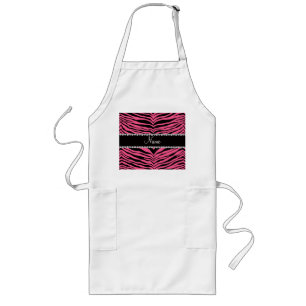 Personalise name pink tiger stripes long apron