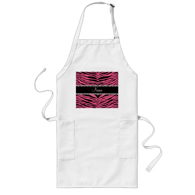 Personalise name pink tiger stripes long apron (Front)