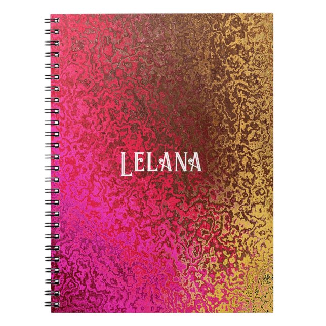 Personalise Name Purple Pin, Brown & Gold Shades Notebook (Front)