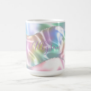 Personalise Name Purple Script, Iridescent Wave Coffee Mug