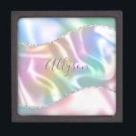 Personalise Name Purple Script, Iridescent Wave Gift Box<br><div class="desc">Personalise your Name In Purple Script on Iridescent Glitter Wave background. Click “Customise” to change colours and type styles.</div>