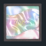 Personalise Name Purple Script, Iridescent Wave Gift Box<br><div class="desc">Personalise your Name In Purple Script on Iridescent Glitter Wave background. Click “Customise” to change colours and type styles.</div>