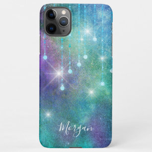 Personalise Name, Purple & Teal, Lights & Sparkle iPhone 11Pro Max Case