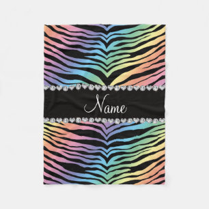 Personalise name rainbow tiger stripes fleece blanket
