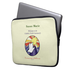 Personalise Name, RCIA Dove Circle on Yellow Laptop Sleeve