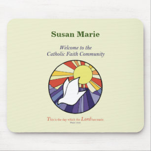 Personalise Name, RCIA Dove Circle on Yellow Mouse Pad