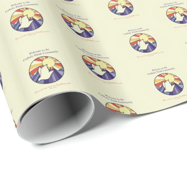 Personalise Name, RCIA Dove Circle on Yellow Wrapping Paper (Roll Corner)