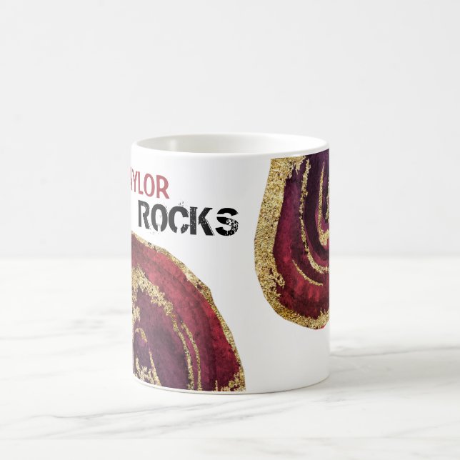 *~* Personalise NAME Rock Agates Gold Glitter Coffee Mug (Center)