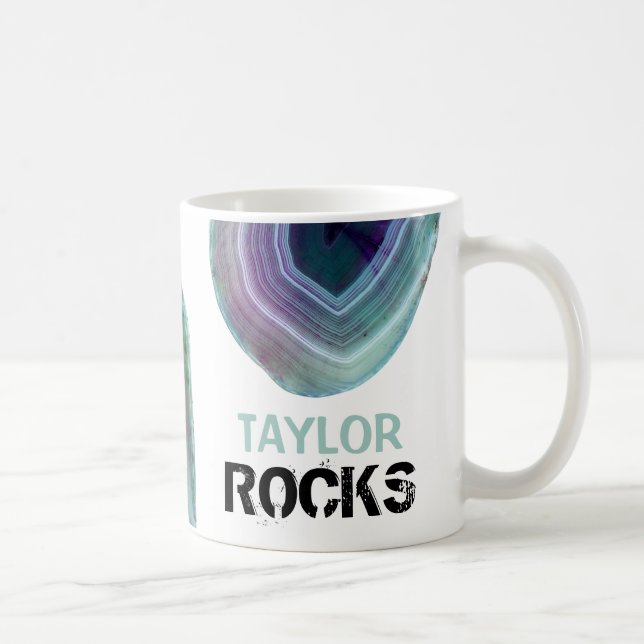 *~* Personalise NAME ROCKS Magneta Pastels Teal Coffee Mug (Right)