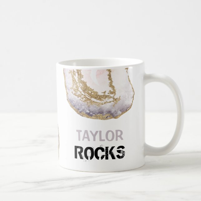 *~* Personalise NAME ROCKS Pink Pastels Glitter Coffee Mug (Right)