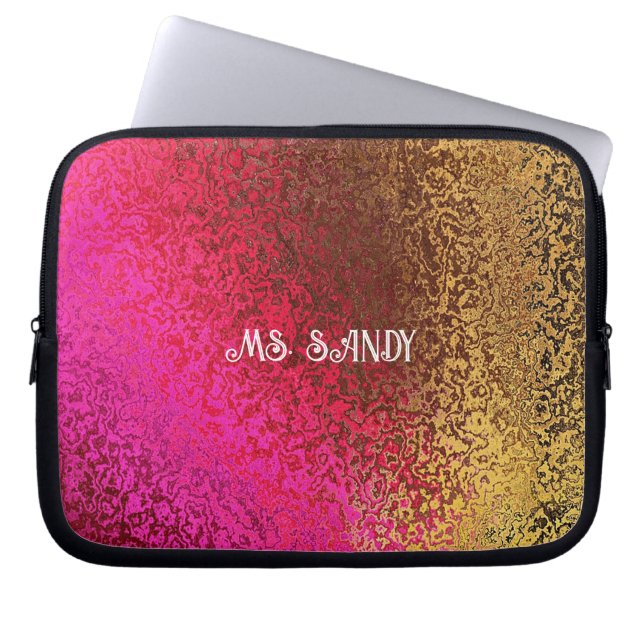 Personalise Name Shades in Purple & Gold Laptop Sleeve (Front)