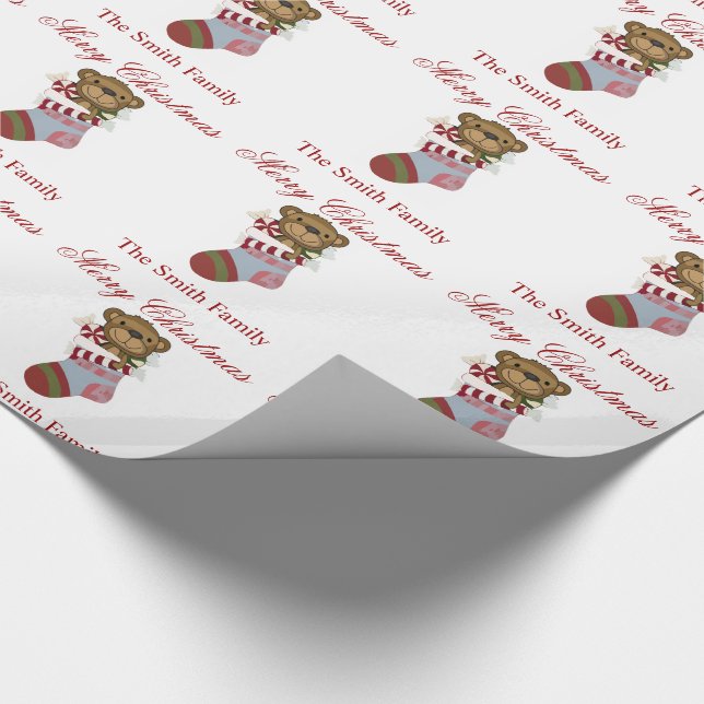 Personalise Name Teddy Bear Stocking Paper (Corner)