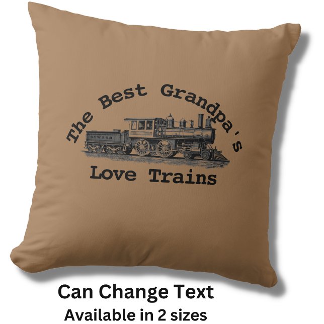 Personalise Name Text - Best Grandpas Love Trains Cushion (Creator Uploaded)
