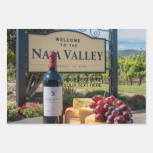 Personalise Name Text Napa Valley Wine Vineyard Wrapping Paper Sheet