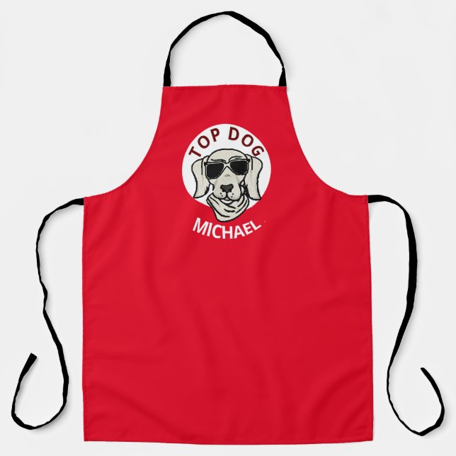 Personalise Name Top Dog Funny Chef Apron #dad (Front)
